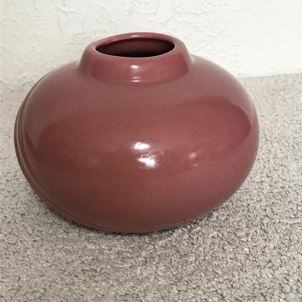 Ceramic Round Vase Pink Mauve Art‎ Deco Style 4.5